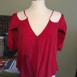 JOIE Cold shoulder scarlet silk blouse